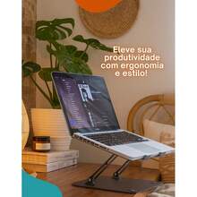 Suporte Notebook Dobrável Portátil em Alumínio Ajustável Leve Antiderrapante até 10kg - Multicolorido - Visão 6