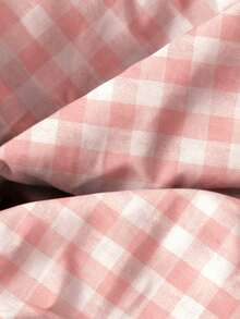 女士复古撞色格纹长袖连衣裙，宽松休闲秋季长裙 - 粉色 - 查看 5