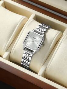 Women's Watch Set, Fashionable And Classic Bracelet Watch, Square Dial, Elegant Square Dial Classic Luxury Quartz Watch, Retro Quartz Watch, Includes Necklace, Earrings And Ring, Suitable For Everyday Wear, Birthday, Women's Gift, Anniversary, Thanksgiving Friday, Year-End , Cyber ​​Monday, Halloween And Other Holiday Gifts, Suitable For Everyday Wear And Gifting (Watch Box Not Included). - Multicolor - View 5