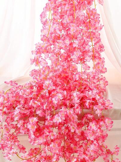 1/2/5件装 6.9英尺人造丝樱花花环，适用于婚礼派对背景、房间墙面装饰、日式室内/室外装饰、生日礼物、婚礼、情人节、母亲节、春季装饰、派对和节日装饰、波西米亚风格