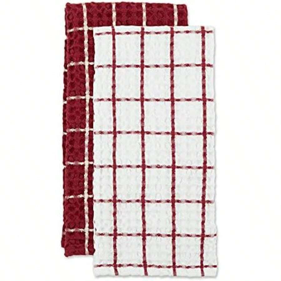 DII Washed Collection - Juego de Toallas de Cocina preencogidas Ultra absorbentes, 20 x 30 Pulgadas, , 2 Piezas(Dishtowel Set, 20x30" Granero rojo) - Multicolor - Ver 1