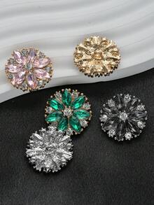 5颗/套向日葵水钻玻璃金属纽扣，适用于外套、毛衣、西装、制服、缝纫、婚纱、DIY鞋子、包包、珠宝制作、手工缝纫配件，秋冬季 - 彩色 - 查看 5