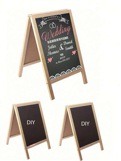 空白黑色边框黑板标牌 DIY桌面菜单板，婚礼信息标牌，适用于婚礼餐桌装饰、生日派对和家庭聚会标牌（款式随机）