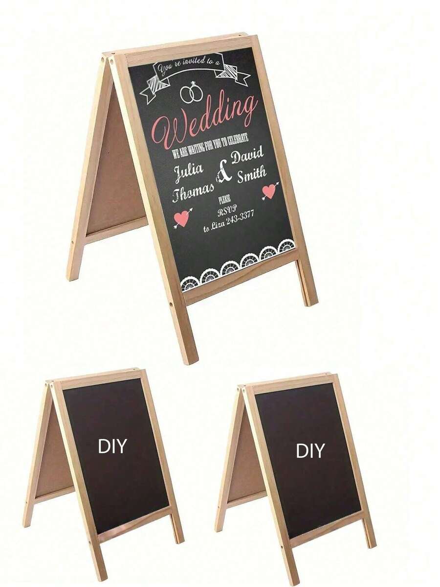 空白黑色边框黑板标牌 DIY桌面菜单板，婚礼信息标牌，适用于婚礼餐桌装饰、生日派对和家庭聚会标牌（款式随机）