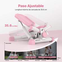 MERACH Mini Stepper para hacer ejercicio, Stepper giratorio de 330 libras de capacidad, equipo de ejercicio con bandas de resistencia para entrenamiento de cuerpo completo en casa. - Rosa - Ver 3