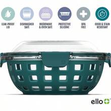 YQQ Ello DuraGlass - Contenedor de Vidrio para Almacenamiento de Alimentos Recipiente para Preparar Comidas con Funda de Silicona y Tapa hermética 5 Tazas Color Verde Azulado5735 - Berro - Ver 3
