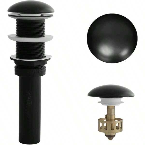 Bathroom Sink Drain Stopper With Black Ceramic Cap Without Overflow Anti Clog Detachable Basket Hair Catcher Bathroom Lavatory Vanity Vessel Sink, D - 702E