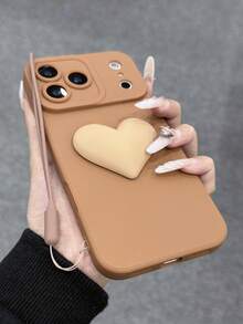 2025新款，热销！1个【哑光精准切割】深紫色纯色手机壳，兼容苹果17/17 Air/17 Pro/17 Pro Max | 附赠配套硅胶腕带，防指纹微纹理表面 | 兼容三星Galaxy S25/S24/S23/S22/S21/S20 Ultra/A16、红米Note 14/13 Pro，精准摄像头开孔+凸起边缘保护 | 吸震TPU材质，日常防摔 | 优雅深紫色，专业之选 - 棕色+愛心 - 查看 4