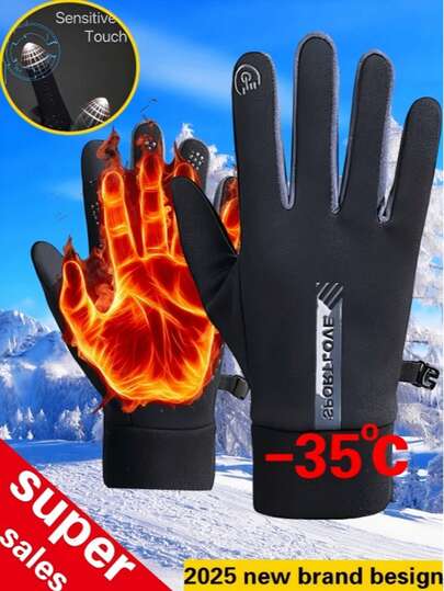Găng tay mùa đông ấm áp unisex có chức năng cảm ứng, găng tay dày dặn giữ ấm cho nam và nữ, găng tay chống trượt khi đạp xe, trượt tuyết, găng tay chống gió, thích hợp cho các hoạt động thể thao ngoài trời, lái xe, du lịch và thời tiết lạnh.
