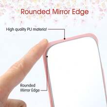 1个便携式折叠化妆镜，采用聚氨酯皮革材质，适合作为礼物、旅行必备品、化妆品收纳、生日礼物、毕业家居装饰、返校房间装饰、学习用品 | 镜子、旅行必备品、迷你镜、化妆包必备品、小镜子、带镜子的梳妆台 [款式随机发货，颜色可能略有不同，包装随机] - 彩色 - 查看 7