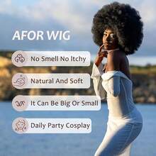 GLAMNOW Women's Black Afro Wig, 70s Disco Style Oversized Afro Wig, 1B Natural Black Curly African American Wig With Bangs, Fluffy Elastic Synthetic Heat Resistant Wig For Daily, Party, Cosplay, Halloween - Multicolor - View 4