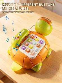 Cute Cartoon Turtle Phone Toy, Baby Early Education Toy With Sound And Light, Music Effects, Pretend Play Phone, Suitable For Babies To Practice Calling, Speaking, Imitation, Pull Cord Toy, Rich Buttons, Multi-Function, Children's Gift, Suitable For Boys And Girls As Birthday, Christmas, New Year Gift, Also Suitable For Christmas, Thanksgiving, Halloween Gifts - Multicolor - View 5