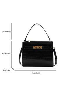 1 Bolsa Feminina Versátil E Moderna, Bolsa Transversal De Ombro Em Pu, Ideal Para Férias, Encontros E Presentes - Preto - Ver 2