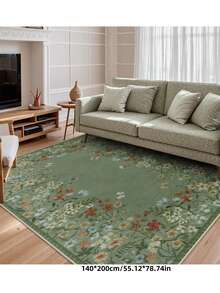 1 Pc Boho Modern Parisian Garden Floral Carpet For Living Room, Non-Skid Rust Rug Print Vintage Farmhouse Carpet For Bedroom Dining Room Dorm Office Home Decor - 薄荷綠 - 查看 7