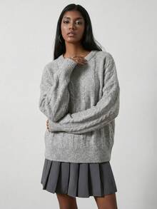 Women's Spring/Summer Fashion New Arrivals: Commute/Casual/Comfortable/Travel/Home/Gentle Elegant, Ins European And American Chic Soft Round Neck Pullover Sweater - Light Grey - View 3