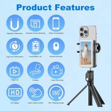 Selfie Monitor Screen With Touchscreen - Wireless 4K 60fps Magnetic Vlog Back Camera Monitor, Bluetooth Remote, Built-In Speaker For Vlog Live Stream , Compatible With IPhone & Android (White) - 1 - 查看 3