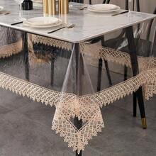 Clear Vinyl Tablecloth Protector Waterproof/Oil-Proof PVC Table Cloth Transparent Sheet Table Cover 60'' X 108'' Rectangular - Pattern B+84" X 60" (Rectangular) - View 1