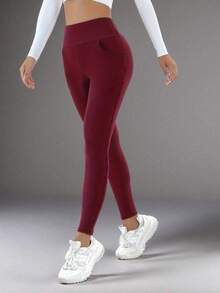 Large Size Women's New Year's Outfit, Winter Warm Wool Lined Leggings - Multi-Color Fashionable Warm Plush Pants, Women's Cold Resistant Fashionable Pants - 紅色 - 查看 4