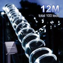 39ft 100LED Solar String Lights, Waterproof IP65 Outdoor Solar Powered Lights For Party, Garden, Patio, Home, Wedding, Christmas, Halloween Holiday Tree Decor Lighting - White Light - View 12