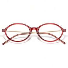 VISOONE - Gafas ovaladas con bloqueo de luz azul para mujer, lentes pequeñas y ligeras con marco de metal, MONA - Rojo Borgoña - Ver 5