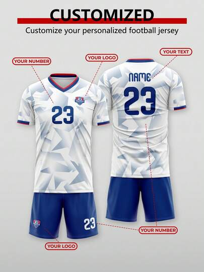 2PCS Custom-Made United States National Team Football Jersey Is Designed In The 2026 World Cup Style. Made Of Blue-And-White Checkered Printed Fabric, It Is Suitable For Daily Wear, Watching Football Matches And Various Sports Activities.USA.
