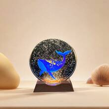 Galaxy Blue Whale Crystal Round Night Light, Dreamy Ocean 3D Carved Atmosphere Lamp, Bedroom Bedside Healing Nightlight, Creative Gift For Ocean Lovers, Desktop Decorative Art Lamp, Accompany You To Explore The Romantic Blue Whale In The Starry Sea - Multicolor - View 8