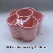 1pc Cartoon Children's Pen Holder, Plum Blossom Shaped Kids Bedroom Pen Organizer, Cartoon Sticker Rotating Pen Holder Storage Bucket, Cute Children's Desktop Plum Blossom Pen Holder (Sticker Style Randomly Sent) - Multicolor - View 7