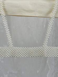 Elegant Women Pearl Decor Waist Belt, Vintage Autumn/Winter Fashion Sweater Accessory Chain, Suitable For Jacket And Dress - White - View 6