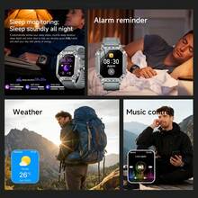 KENPANG GUHUAVMI Smartwatch da 2,01" per uomo, per sport all'aperto, batteria super grande da 1400mAh, torcia LED, torcia SOS, oltre 100 modalità sportive, contapassi, distanza, consumo di calorie, tracker fitness, chiamate Bluetooth, assistente vocale, promemoria, impermeabile IP68, adatto per iOS e Android, regalo ideale per Natale e San Valentino - Multicolore - Visualizzare 11