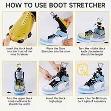 1个可调节鞋撑 - 黄黑塑料材质，宽脚设计，四向弹力，可调节绑带，符合人体工学设计，适用于人造革鞋、靴子、运动鞋、休闲鞋和运动鞋，是情人节、春夏、伴娘、房间、卧室装饰、海滩、旅行、男女皆宜、度假的理想礼物。 - 彩色 - 查看 9