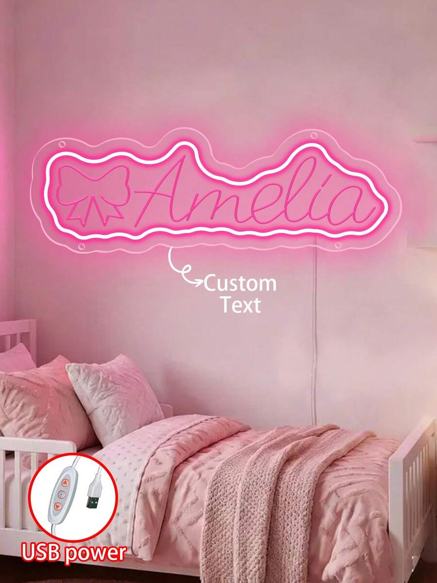 Customized Neon Name Light, Personalized Children's Neon Holiday Gift, Neon Home Decor Background Wall, USB Powered Home Decor, Ideal For Valentine's Day, Party, Bedroom, Birthday, Game Room And As A Gift For Boys And Girls - Name Neon - View 1