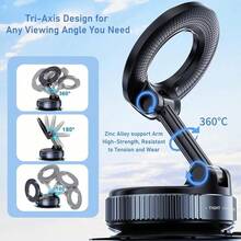 Vacuum Magnetic Suction Phone Holder, Foldable And Retractable Hands-Free Suction Cup Phone Mount For Car/Gym/Mirror/Smooth Surface, Compatible With IPhone Android And All Smartphones (Black) - 1pcs - 查看 6