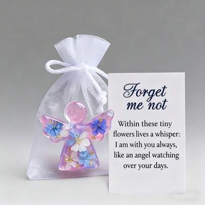 2D Flat, 1 Set Angel Wing Pocket Hug Angel Figurine With Inspirational Cards - Cherub Statue For /Outdoor Home Decor, Birthday, Wedding, Gift - Angelic Keepsake For S &, Party Decoration