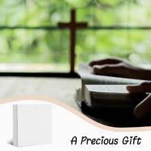 1 Piece, White Wooden Box Decorative Sign, Mistletoe And Red Ribbon Plant Decoration, 5x5 Inches, 2D Flat, Suitable For Home, Study, Living Room, Bedroom, Office Shelf And Desktop Decoration. - trắng - Xem 4