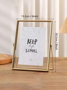 金属框架亚克力悬浮相框，现代装饰相框，可放置于门厅、客厅、卧室、书房、宿舍、桌面展示，黑色或金色可选，生日、毕业、婚礼礼物，复古装饰，房间装饰 - 柚木 - 查看 14