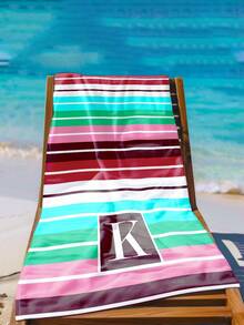 1pc Multi-Color Striped Beach Towel - Super Soft, Quick Dry, Personalized For Swimming Pool, Travel, Yoga, Camping And Fitness - Perfect Gift For Men And Women - Customizable Initial, Soft And Comfortable Beach And Travel Accessory.