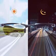 A Pair Of Sports Glasses, Casual Glasses, Ultralight Aurora Night Vision Driving Glasses, Suitable For Both Men And Women - Anti-Glare, Semi-Rimless Design Ensures Vision At Night, Everyday Wear Glasses, A Creative Gift For Both Men And Women. - Yellow - View 5