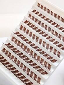 Rikuaild 100/110/120片装 D型卷翘棕色猫眼/狐狸眼单根假睫毛，DIY簇状假睫毛，3D浓密蓬松假睫毛，可重复使用 - D - 查看 8