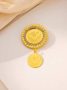 Herseygold 1pc Middle Eastern Turkish Copper Gold-Plated Women Brooch Scarf Clip, Luxury Bridal Jewelry, Lucky Gift - Gold - View 7