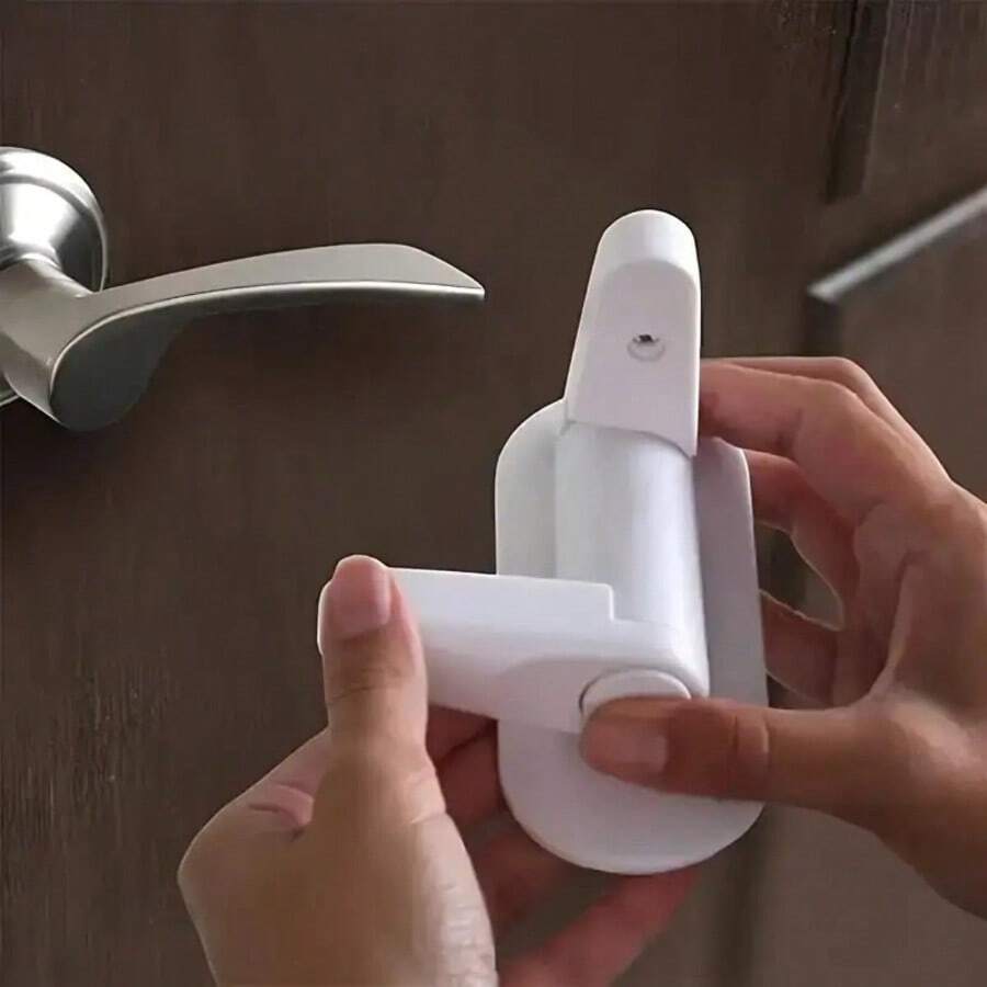 1个白色橱柜门锁 - 注意：适用于橱柜、冰箱、烤箱、衣柜、食品储藏室 - 附件式，易于安装，防撬，门锁安全锁，橱柜门锁，冰箱锁，圣诞节、感恩节礼物，门锁，适用于抽屉和橱柜 - 塑料多功能防护装置，符合人体工程学设计