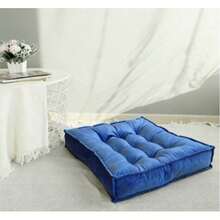 Seat Cushion Made Of Dutch Fleece, 60 X 60 Cm, 10 Cm Wide, Available In Various Colors – A Comfortable Choice. Large, Square Cushion, Ideal For Sofas, Armchairs, And Bay Windows. Filled With Cotton (T-60), This Floor Cushion Made Of Dutch Fleece Is Suitable For Tatami Mats In The Living Room And Offers Excellent Seating Comfort, Even For Extended Periods. - 藍色 - 查看 2