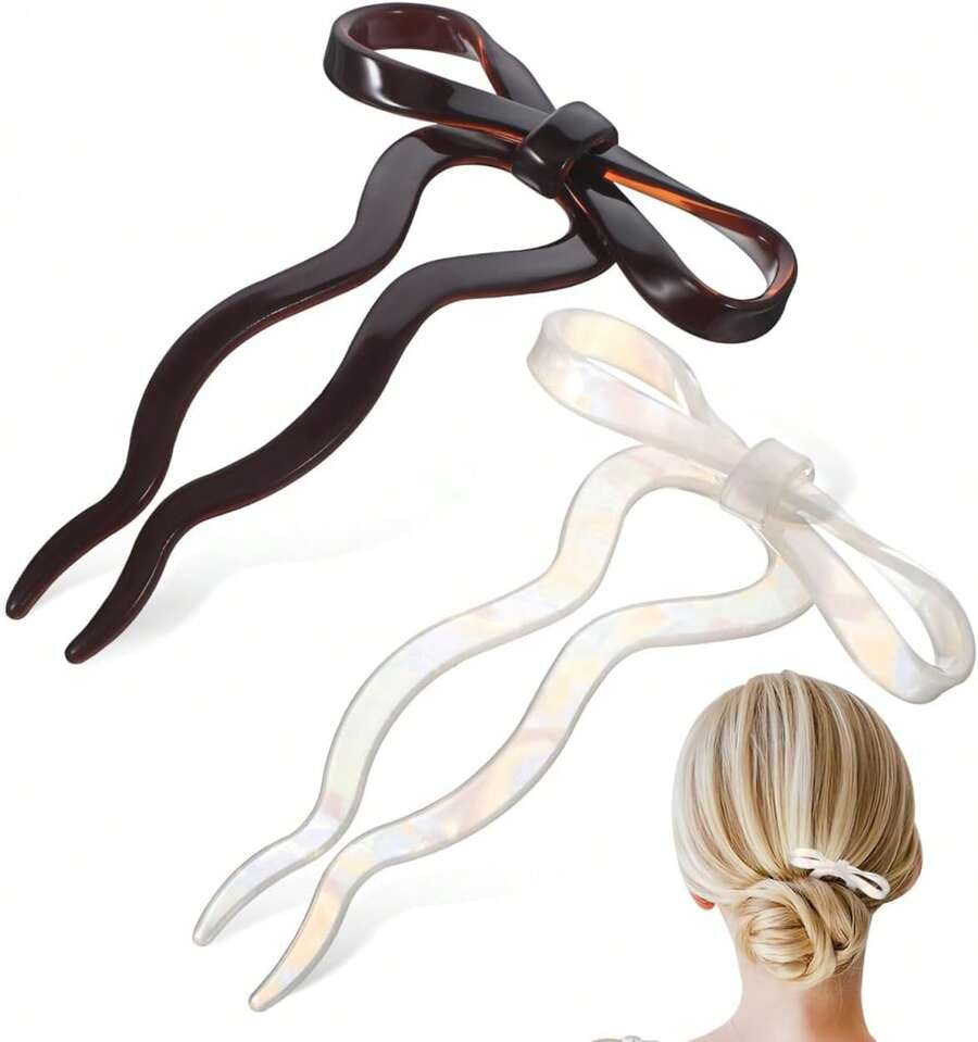 Beaupretty Horquillas Francesas Para El Cabello Con Lazo En Forma De U 2 Piezas Accesorios Para Peinar Moños Y Recogidos Diseño Ligero Y Resistente Para Uso Diario,36744570 - Multicolor - Ver 1