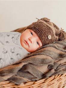 GLLQUEN BABY 婴儿襁褓睡袋 3 件装 - 适用于新生儿、0-3 个月婴儿、女婴、男婴，柔软舒适的新生儿睡袋，婴儿房襁褓毯 - 兔子 - 查看 7