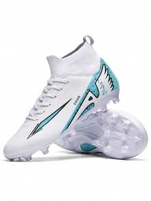 Original Men Soccer Shoes Professional TF/FG Boys Football Shoes Grass Indoor Training Girls Unisex Non-Slip Football Field Boots - White - View 2