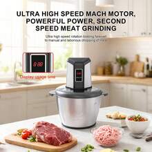 SOKANY 06022 Wielofunkcyjny robot kuchenny, moc 800 W, duża pojemność 3 l, wyświetlacz LED, stal nierdzewna 304, silnik miedziany, nadaje się do siekania, nadziewania kiełbas, krojenia warzyw, mielenia czosnku, przygotowywania składników do gotowania, niezbędne urządzenie kuchenne - Wtyczka UE typ C (220–240 V) - Zobacz 5