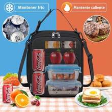 Bolsa De Almuerzo De Gran Capacidad Para Mujer Hombre,Lonchera Termica Con Correa De Hombro, Picnic,Viajes,Impermeable(Negro) - Multicolor - Ver 6