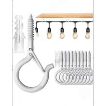 15pcs Multi-Purpose Hanging Hook Set - Heavy Duty Q-Type Screw Hooks For Hanging Plants/String Lights/Wind Chimes, 2.2 Inch Cup Hooks With Clips - Essential For Christmas Decor, Home Upgrade For New Year, Winter Outdoor Decoration, Holiday Gift, Rust-Resistant Metal Hooks - White - View 2