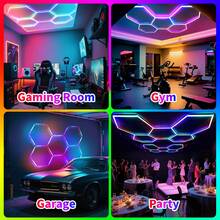 Super Bright RGB Hexagon Garage Led Lights With App And Remote Control,16 Million Colors And Many Scene, Music Sync,For Living Rooms,Bedrooms, And Gaming Rooms,Party,Gym,Garage - US B Type Plug(110-127V) - View 6