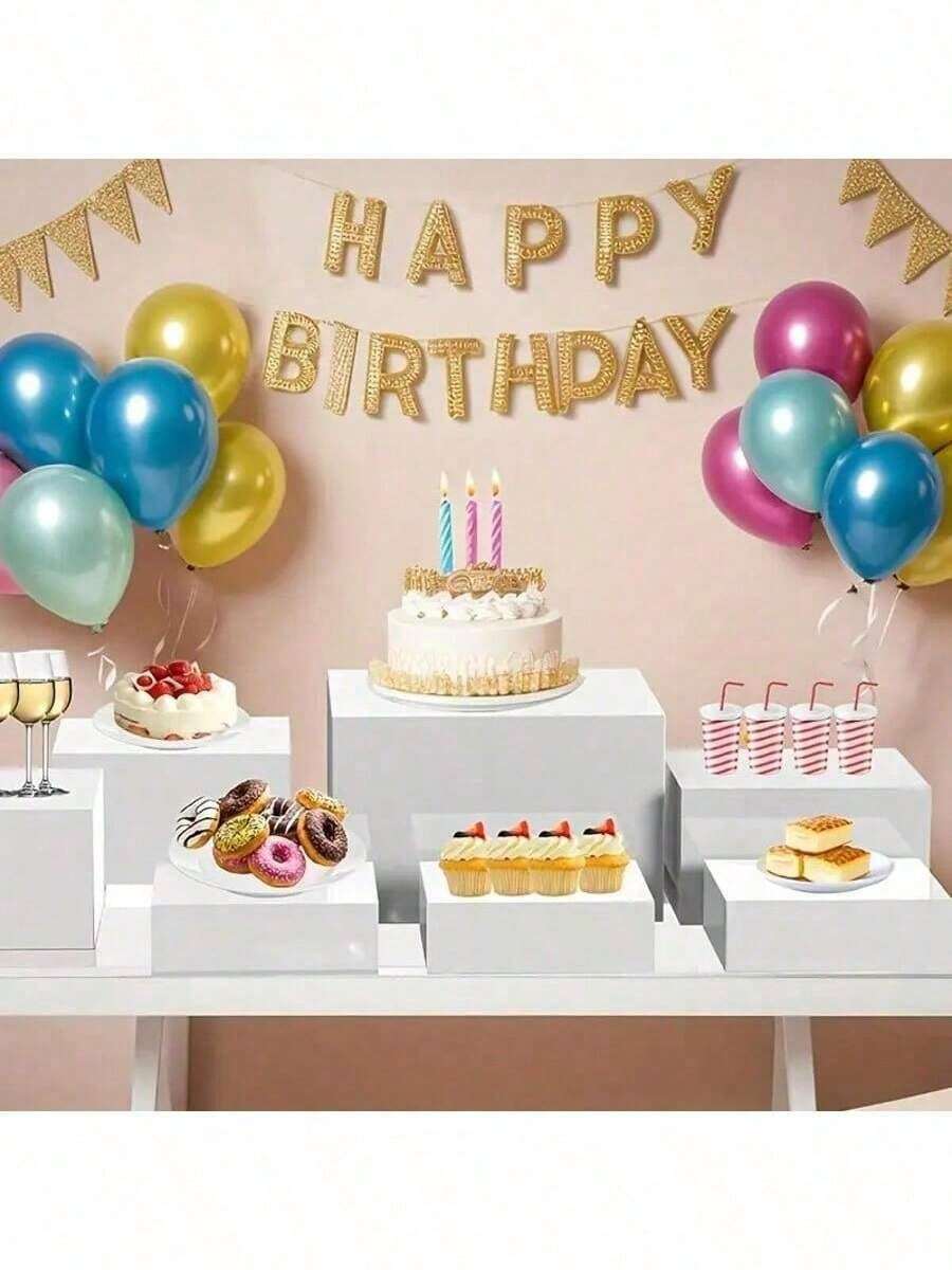 Senmeo 6-Piece Hollow Bottom Buffet Risers - Acrylic Food Display Stands | Christmas Dessert/Jewelry/Party Organizer Gift - 白色 - 查看 1