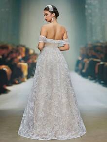 Anpoket New Arrival Off Shoulder Delicate Wedding Dress Embroidery A-Line Dress - White - View 2